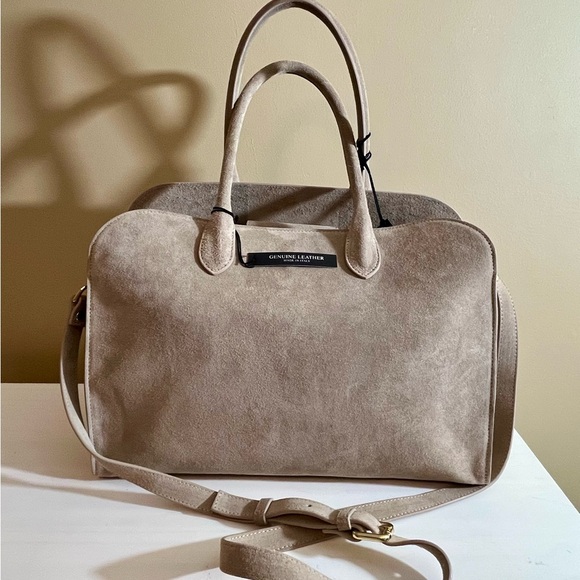 CLAUDIA FIRENZE Handbags - Viral Claudia Firenze Taupe Suede Leather Satchel Bag